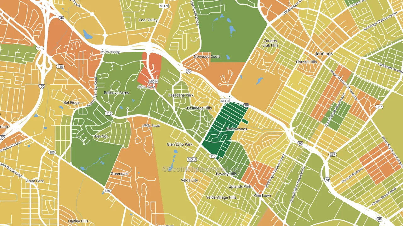 Pasadena Hills, MO block-group voter-turnout map