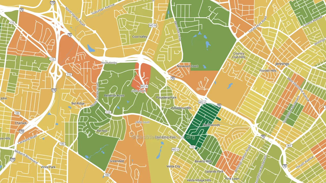 Pasadena Park, MO block-group voter-turnout map