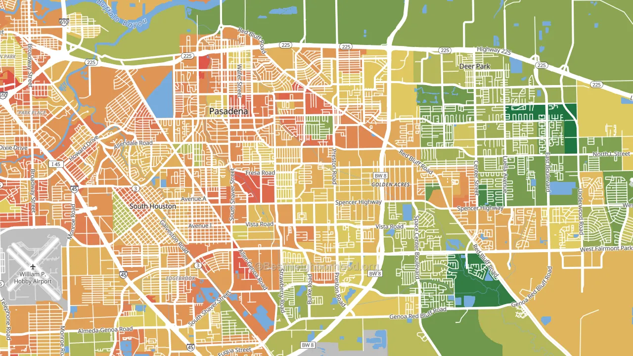 Pasadena, TX block-group voter-turnout map