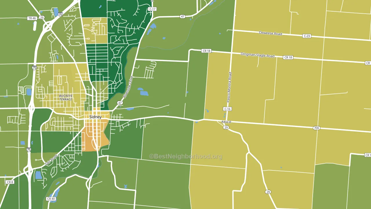 Pasco, OH block-group voter-turnout map