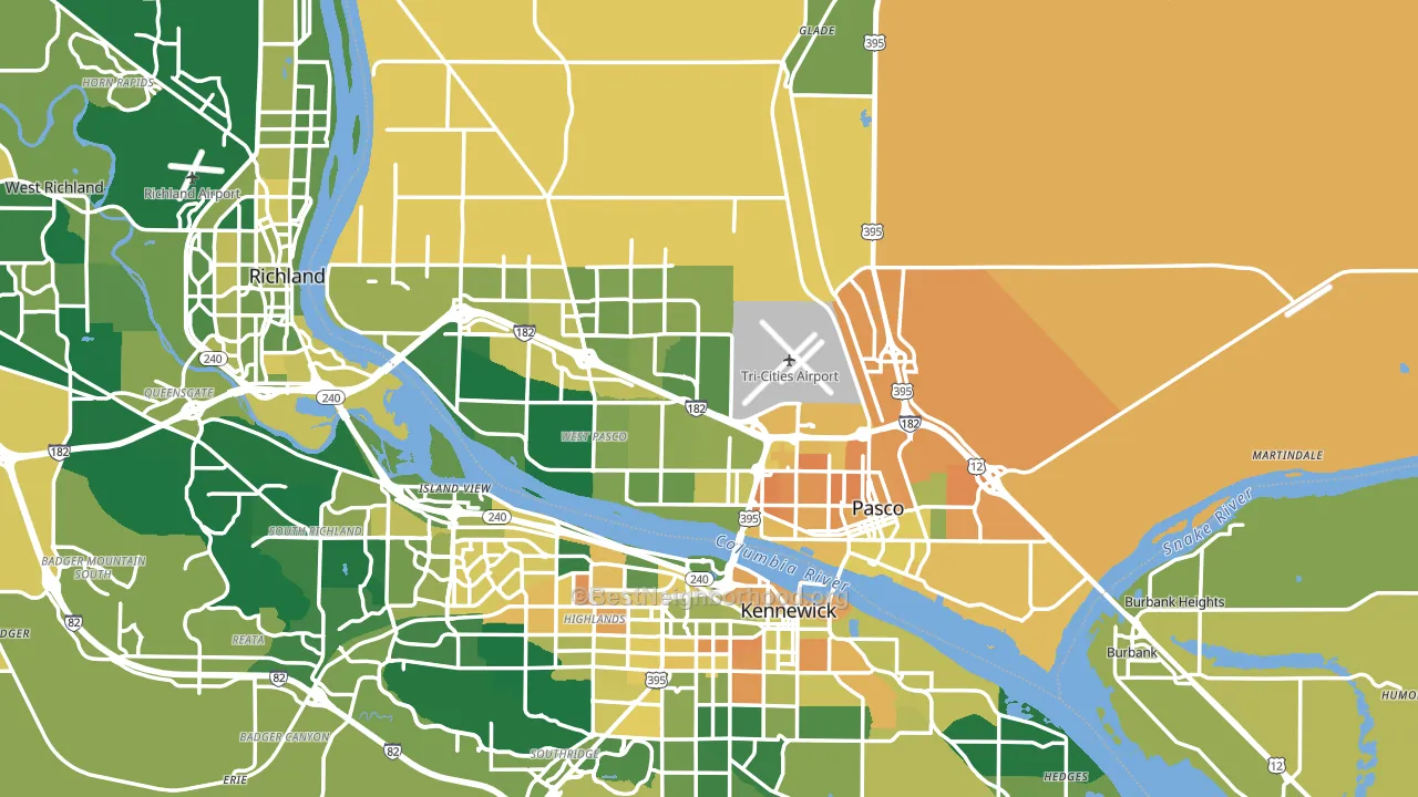 Pasco, WA block-group voter-turnout map