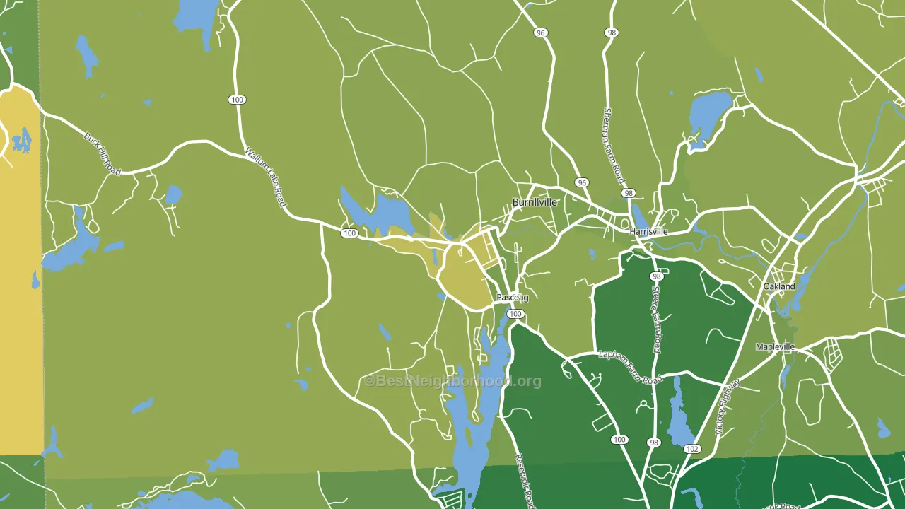 Pascoag, RI block-group voter-turnout map