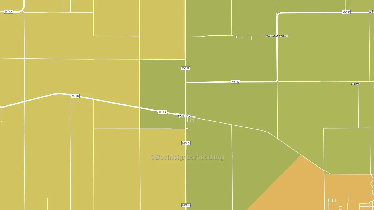 Pascola, MO block-group voter-turnout map