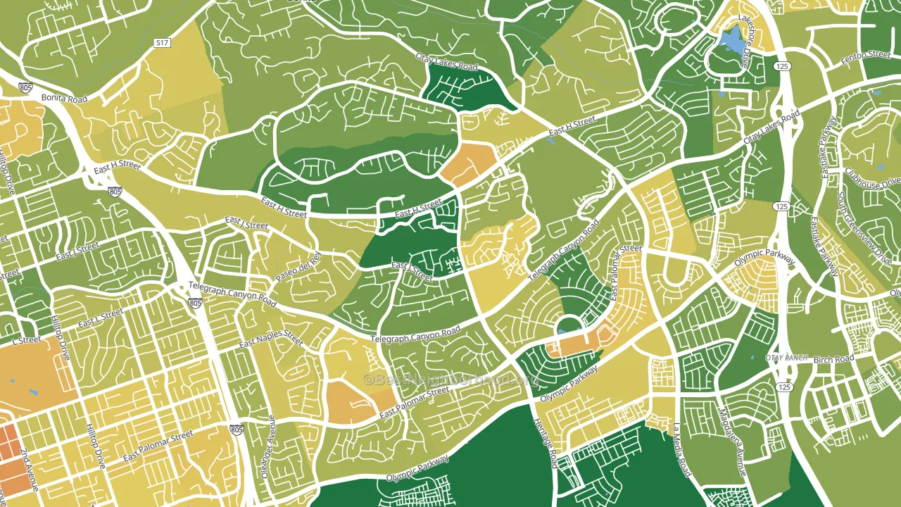Paseo Ranchoero, Chula Vista, CA block-group voter-turnout map