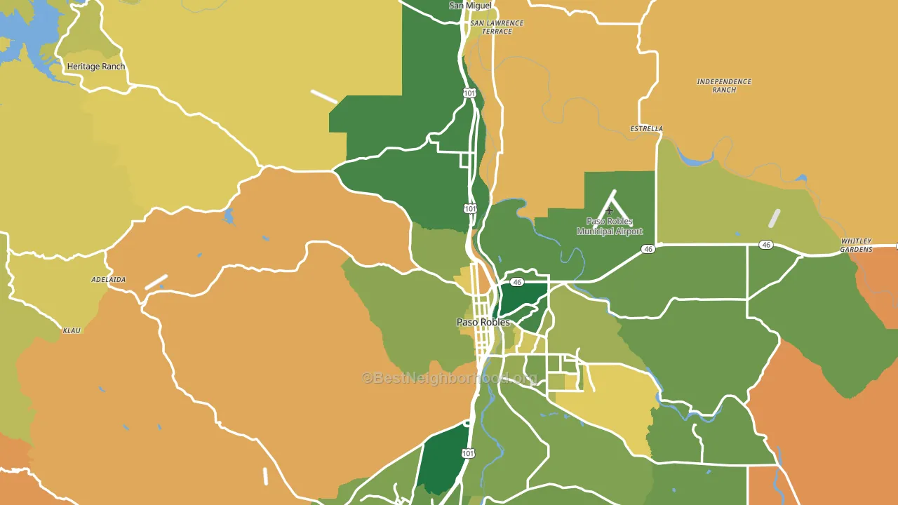 Paso Robles, CA block-group voter-turnout map