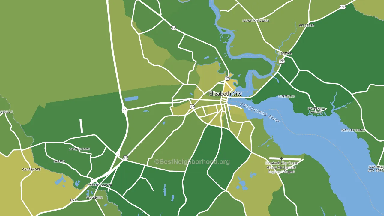 Pasquotank County, NC block-group voter-turnout map