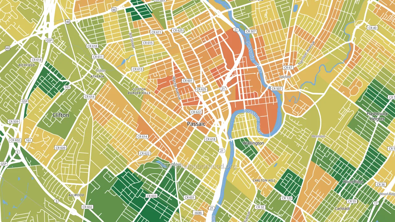 Passaic, NJ block-group voter-turnout map
