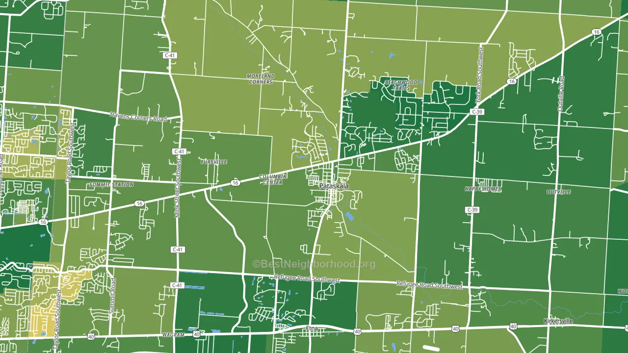 Pataskala, OH block-group voter-turnout map