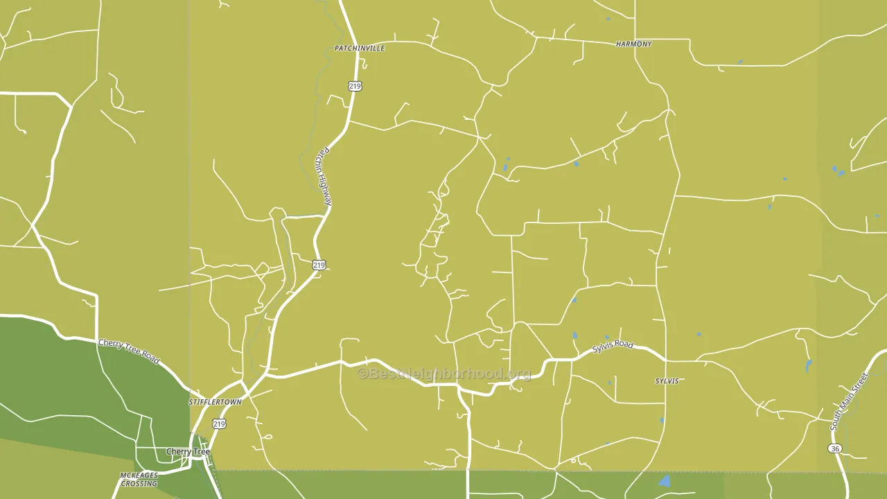 Patchinville, PA block-group voter-turnout map
