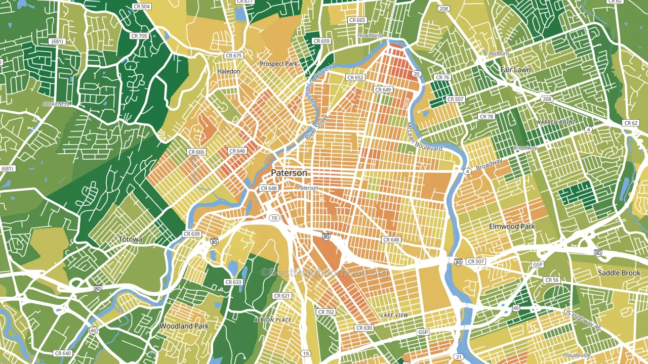 Paterson, NJ block-group voter-turnout map