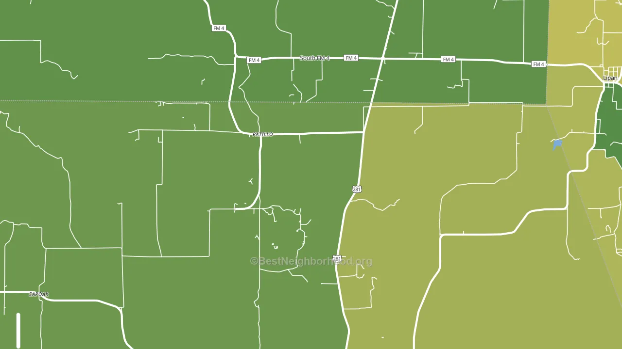 Patillo, TX block-group voter-turnout map