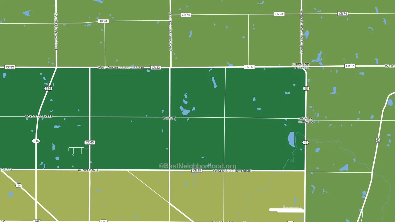 Patmos, OH block-group voter-turnout map