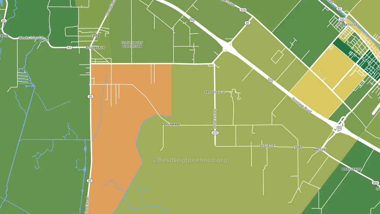 Patoutville, LA block-group voter-turnout map