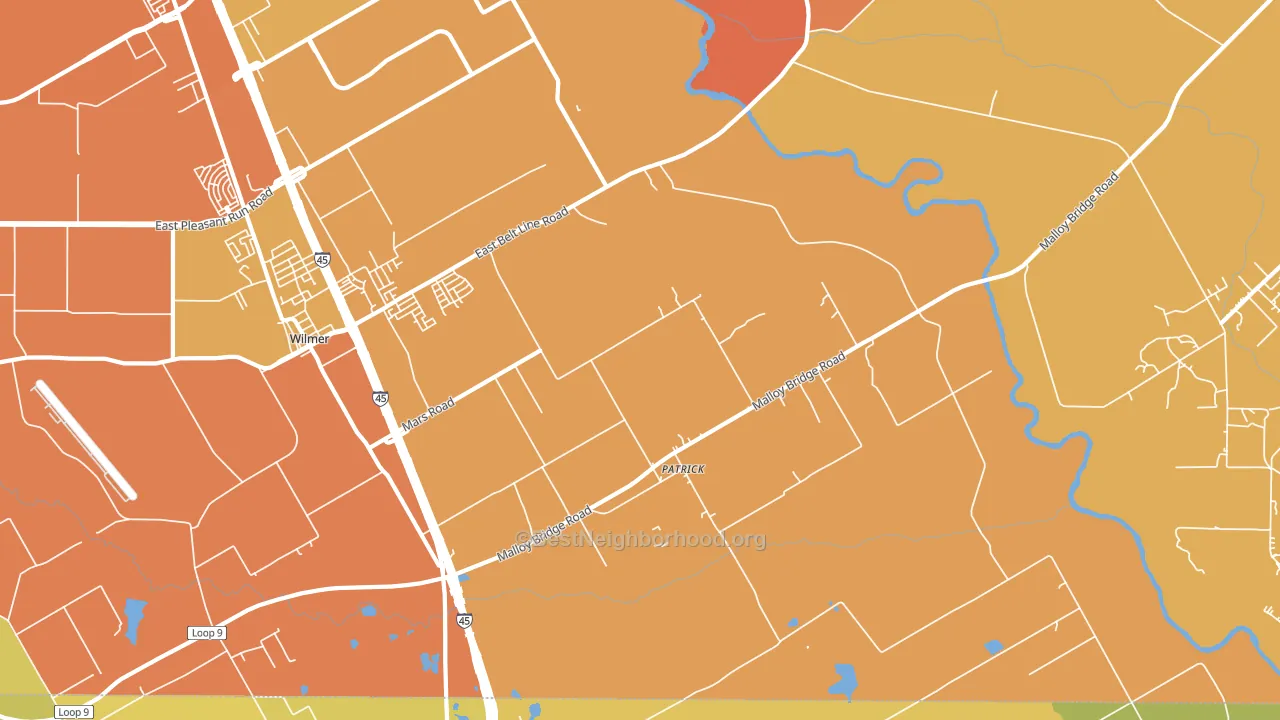 Patrick, TX block-group voter-turnout map