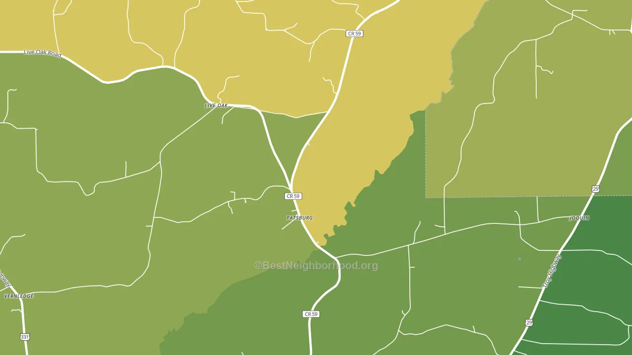 Patsburg, AL block-group voter-turnout map