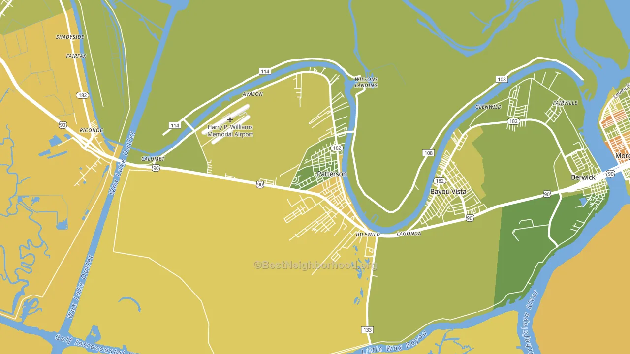 Patterson, LA block-group voter-turnout map