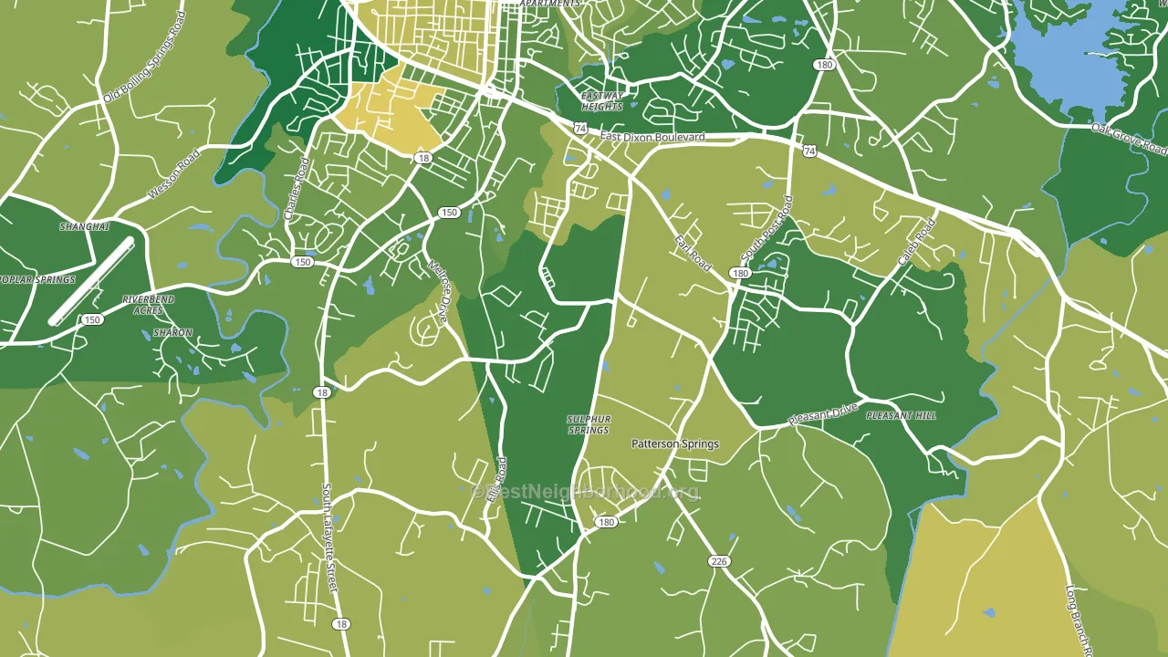 Patterson Springs, NC block-group voter-turnout map