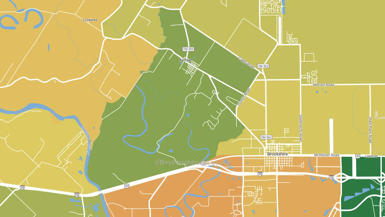 Pattison, TX block-group voter-turnout map