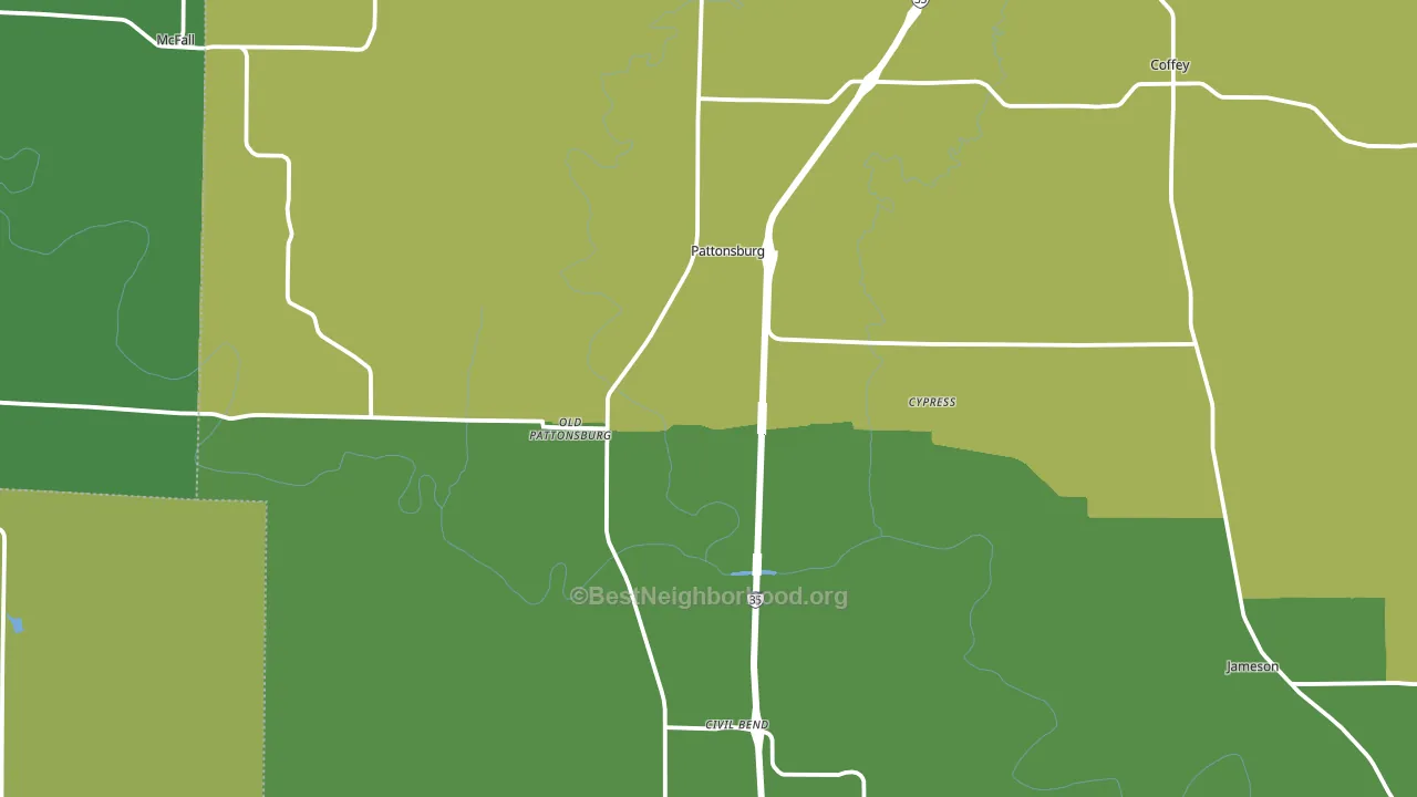 Pattonsburg, MO block-group voter-turnout map