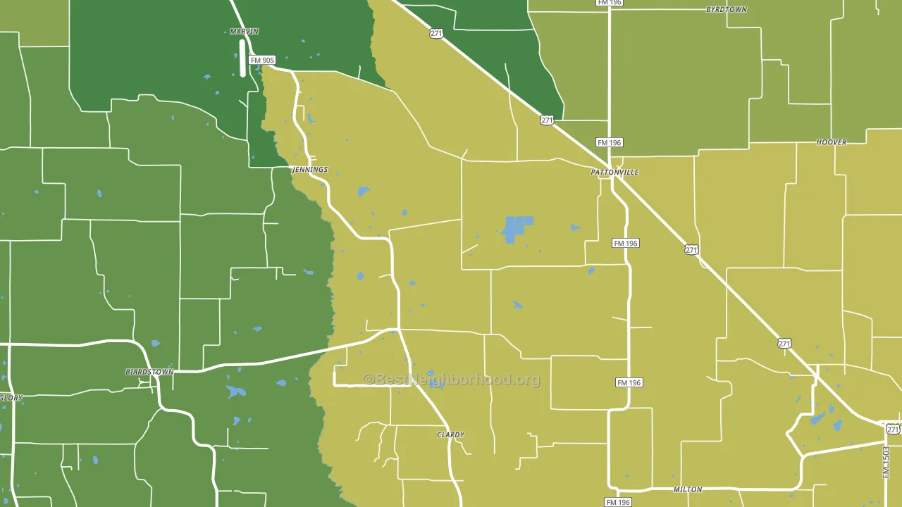 Pattonville, TX block-group voter-turnout map