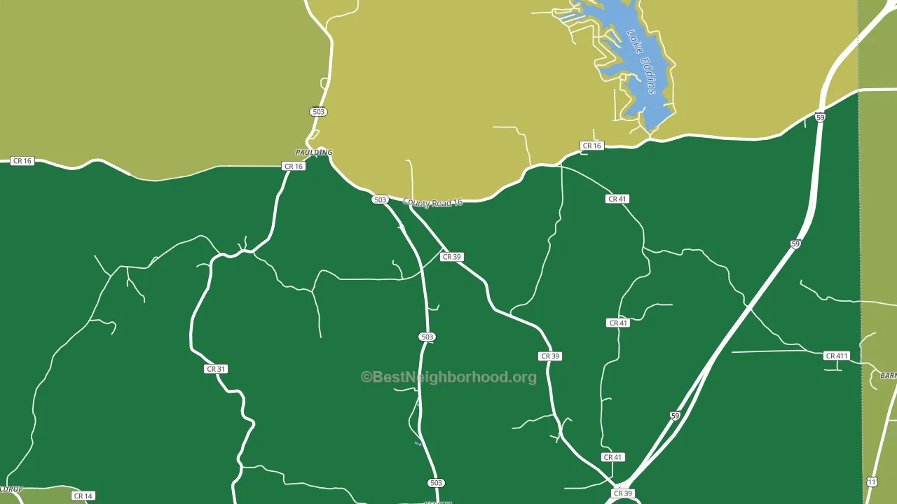 Paulding, MS block-group voter-turnout map