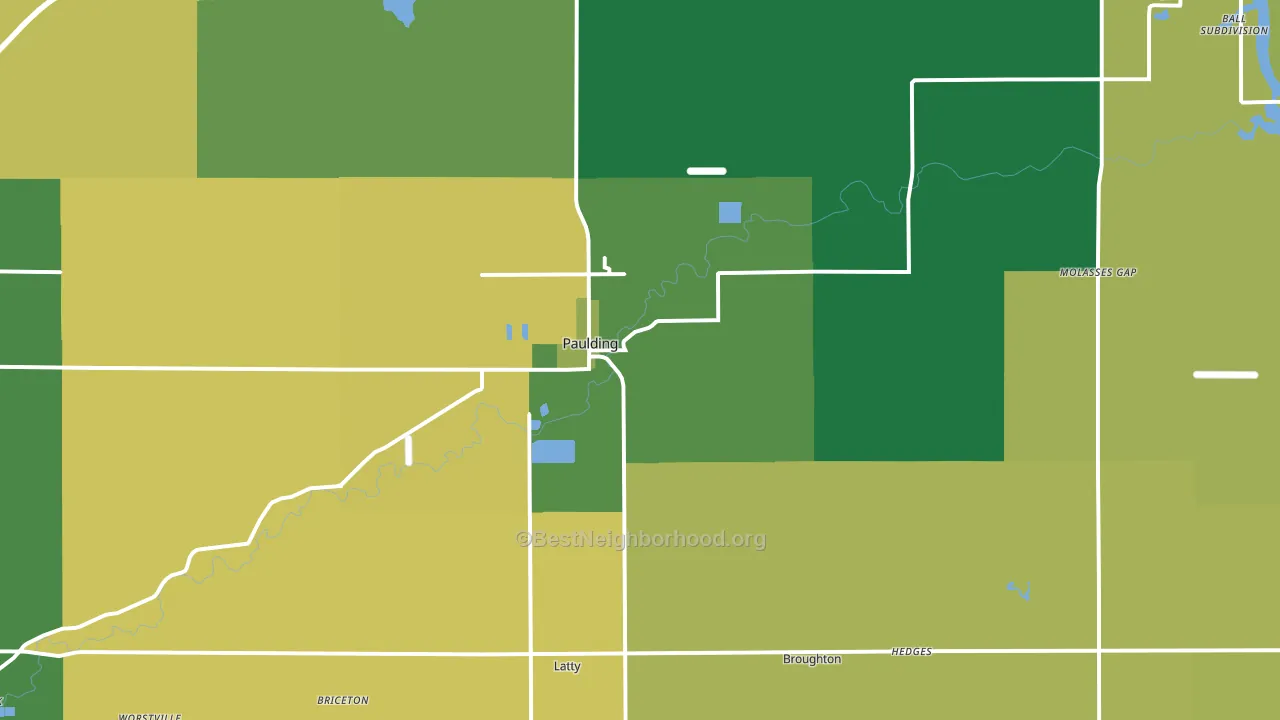 Paulding, OH block-group voter-turnout map