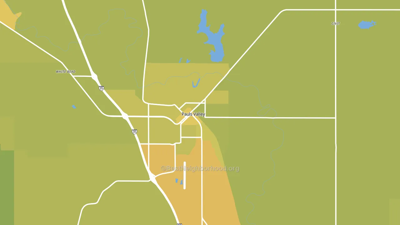 Pauls Valley, OK block-group voter-turnout map
