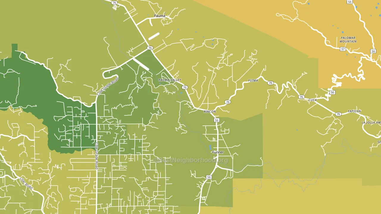 Pauma Valley, CA block-group voter-turnout map