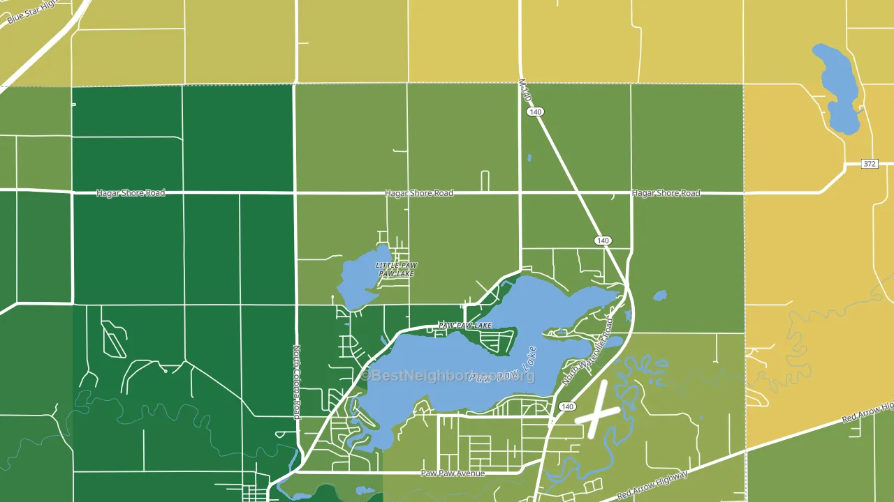 Paw Paw Lake, MI block-group voter-turnout map