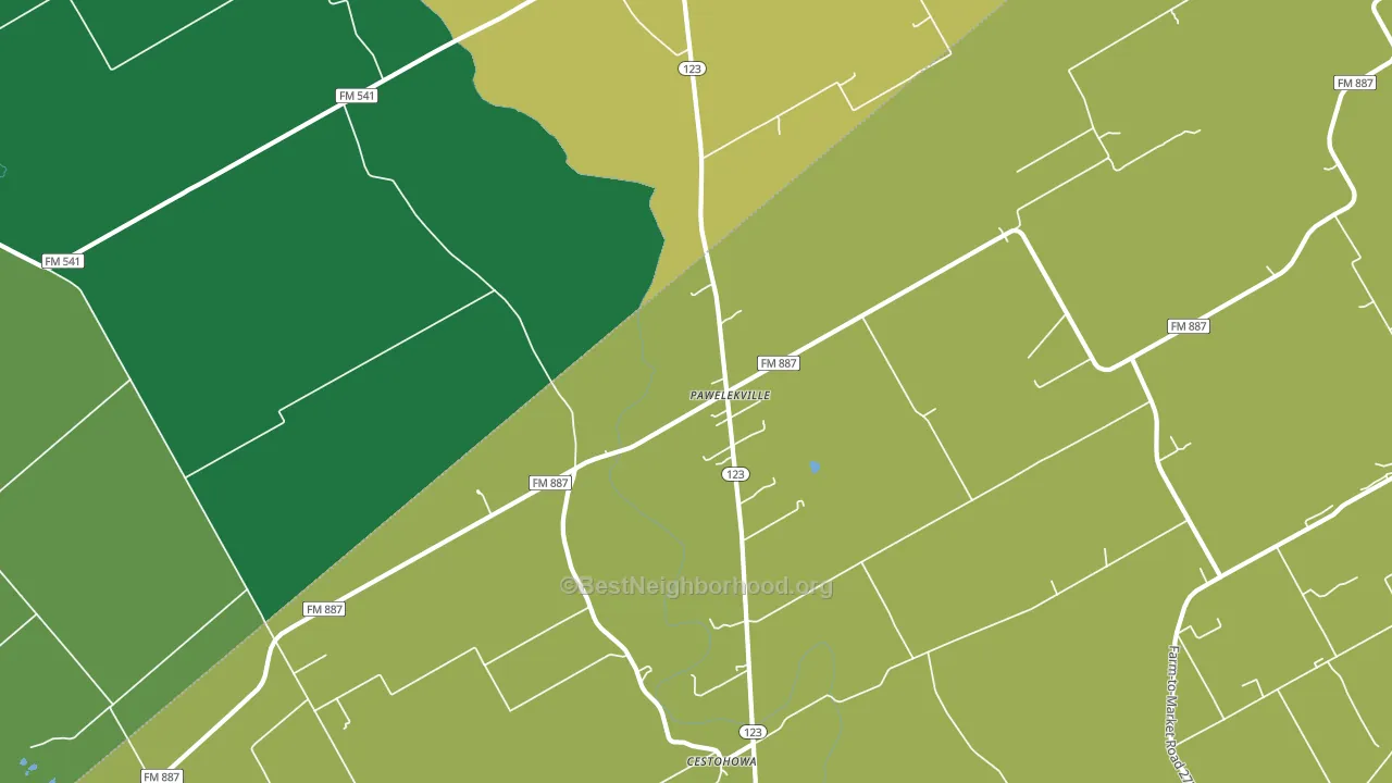 Pawelekville, TX block-group voter-turnout map