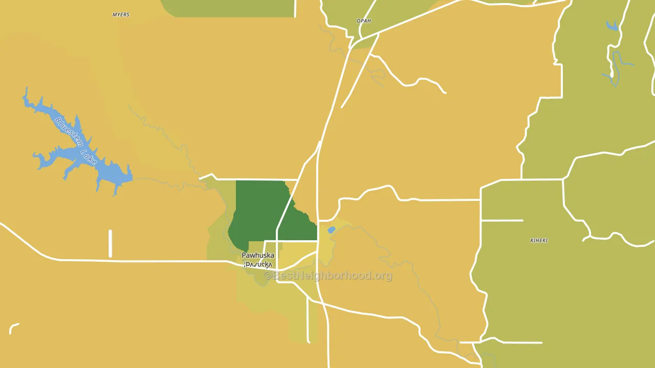 Pawhuska, OK block-group voter-turnout map