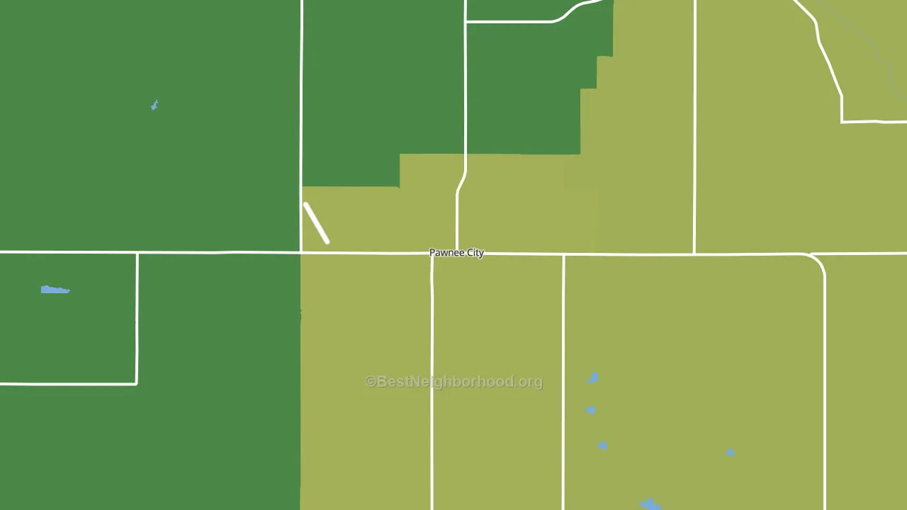 Pawnee City, NE block-group voter-turnout map
