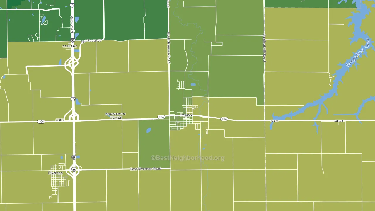 Pawnee, IL block-group voter-turnout map