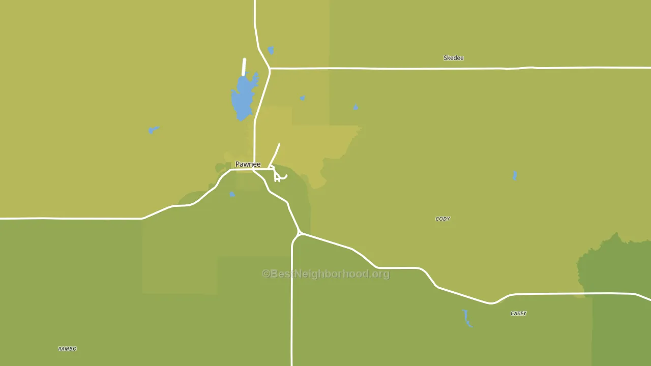 Pawnee, OK block-group voter-turnout map
