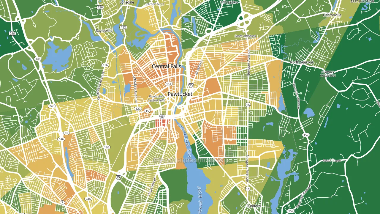 Pawtucket, RI block-group voter-turnout map