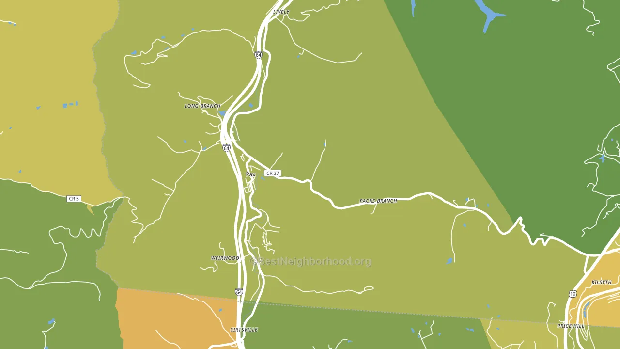 Pax, WV block-group voter-turnout map