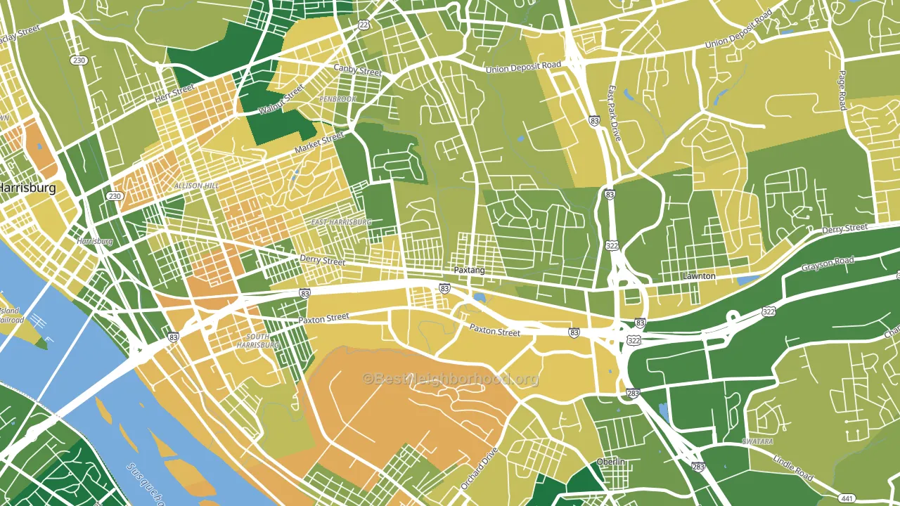 Paxtang, PA block-group voter-turnout map