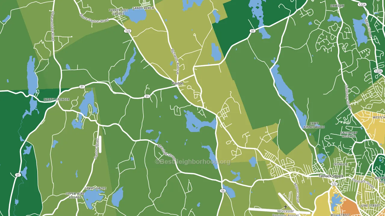 Paxton, MA block-group voter-turnout map