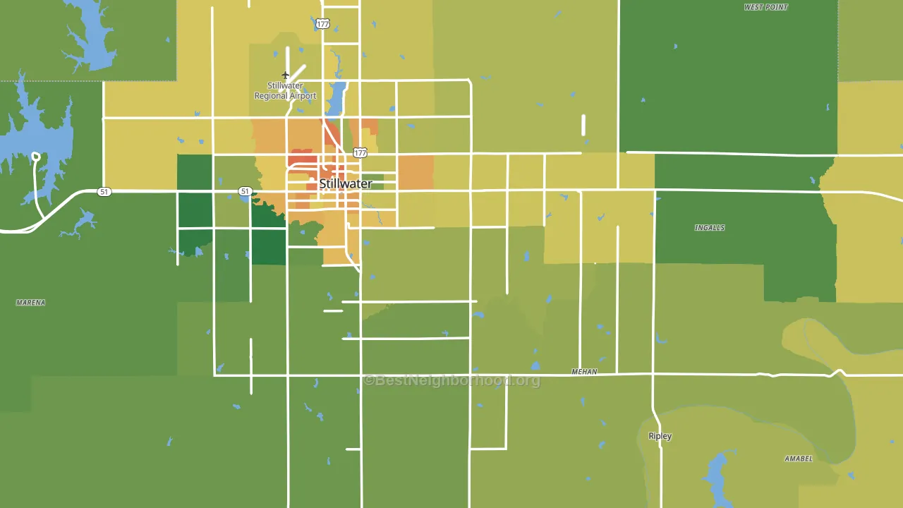 Payne County, OK block-group voter-turnout map