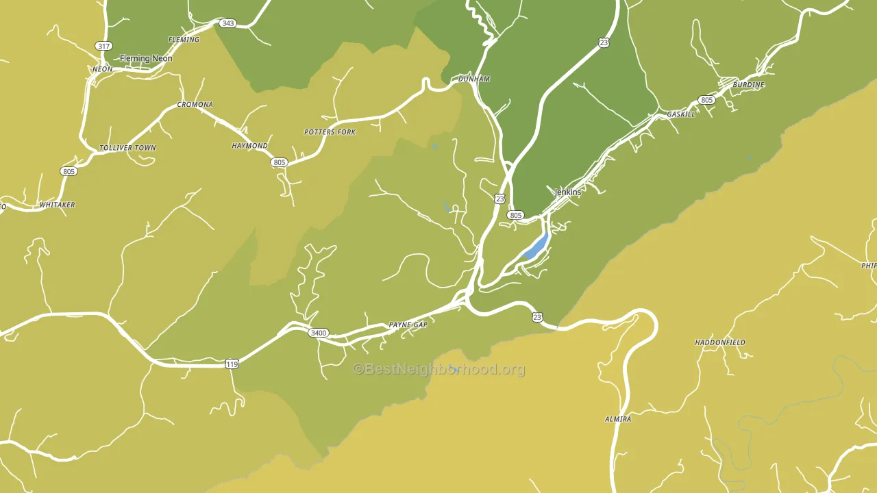 Payne Gap, KY block-group voter-turnout map