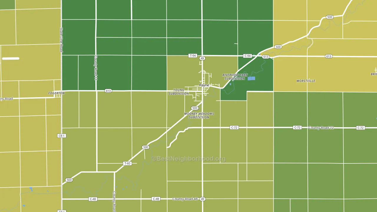 Payne, OH block-group voter-turnout map