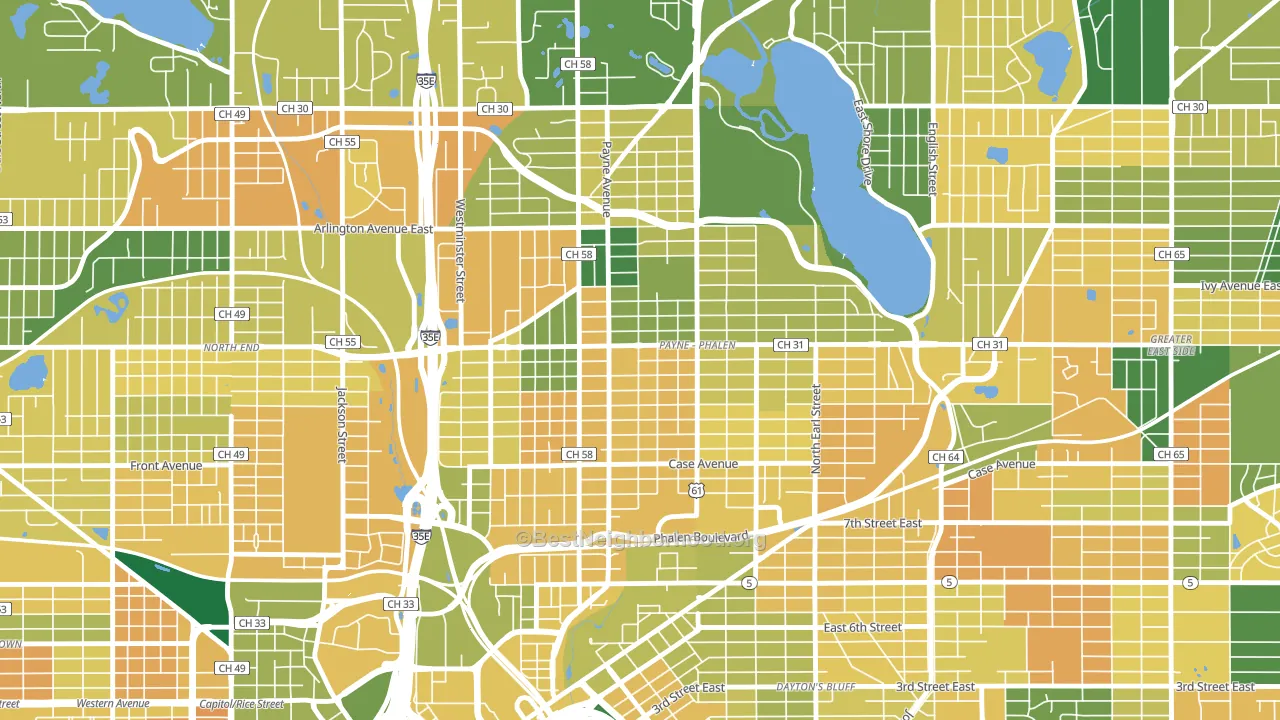 Payne Phallen, St. Paul, MN block-group voter-turnout map