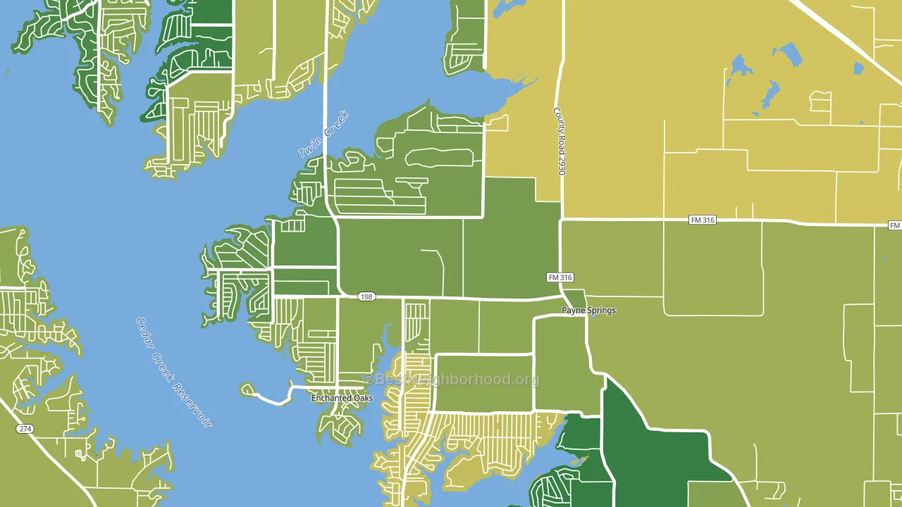 Payne Springs, TX block-group voter-turnout map
