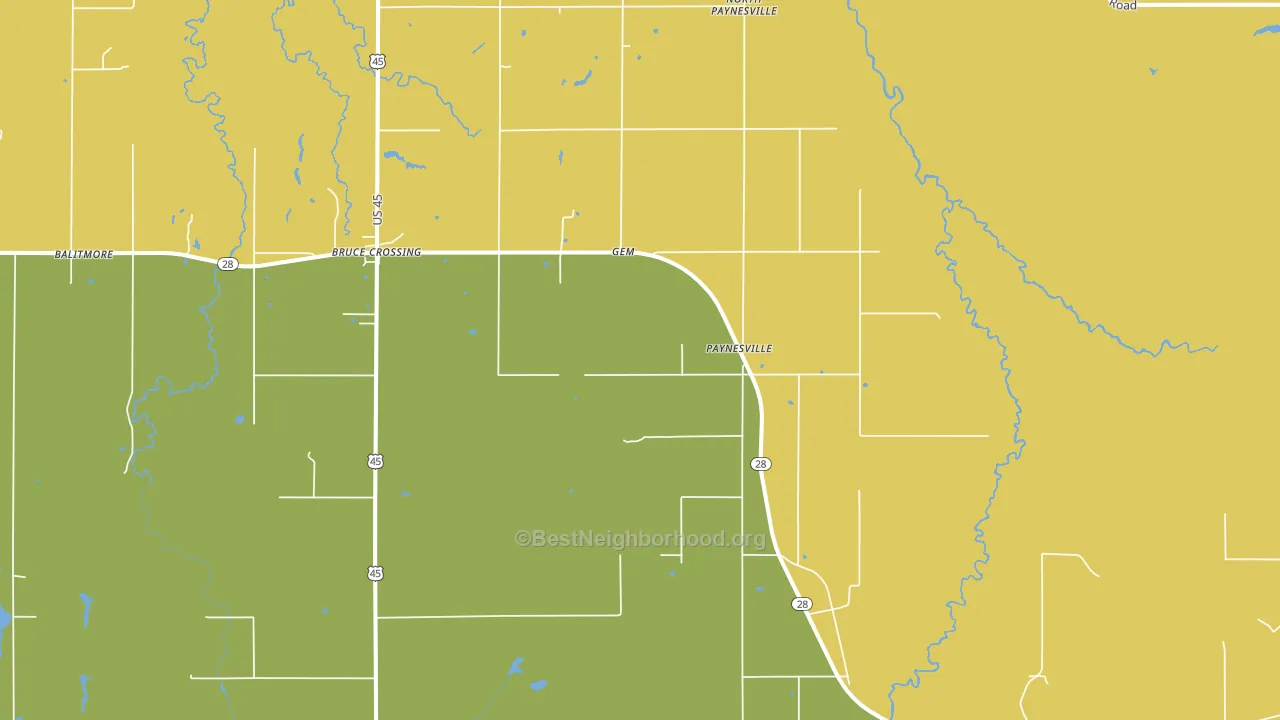 Paynesville, MI block-group voter-turnout map