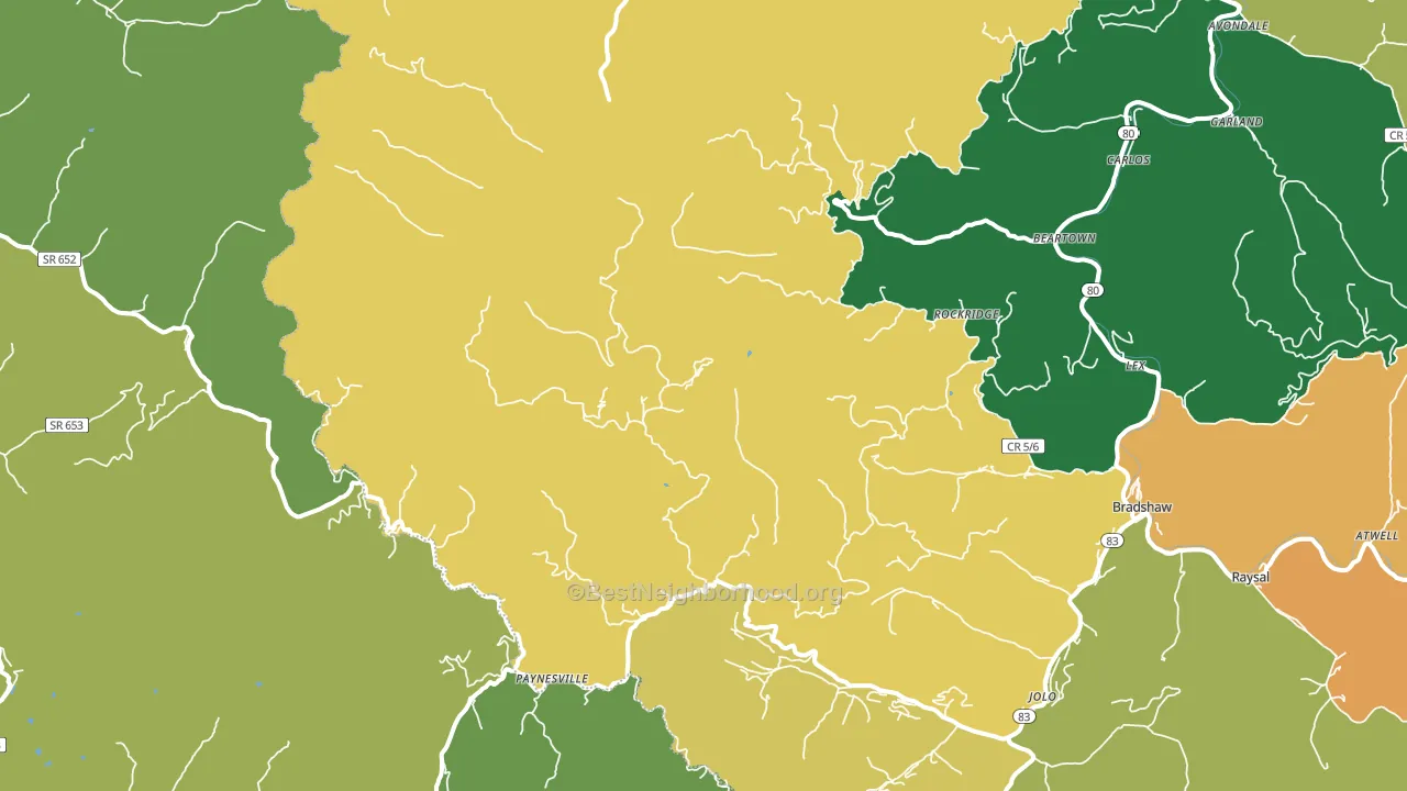 Paynesville, WV block-group voter-turnout map