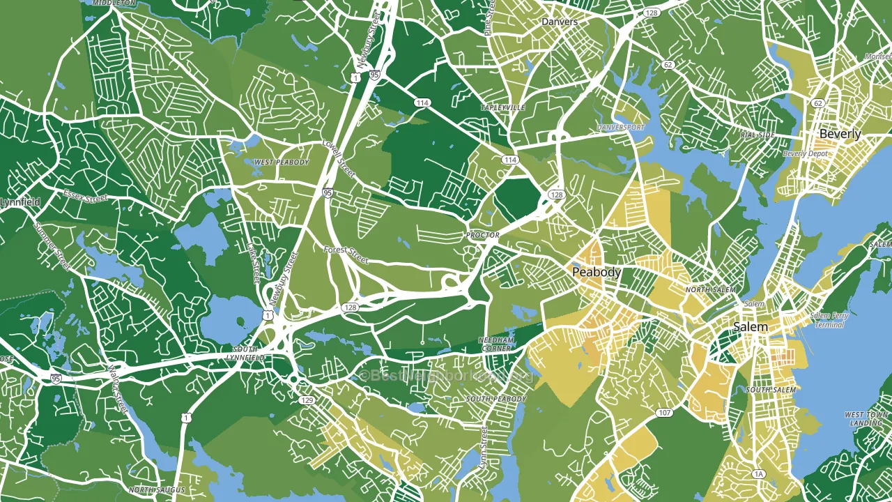 Peabody, MA block-group voter-turnout map