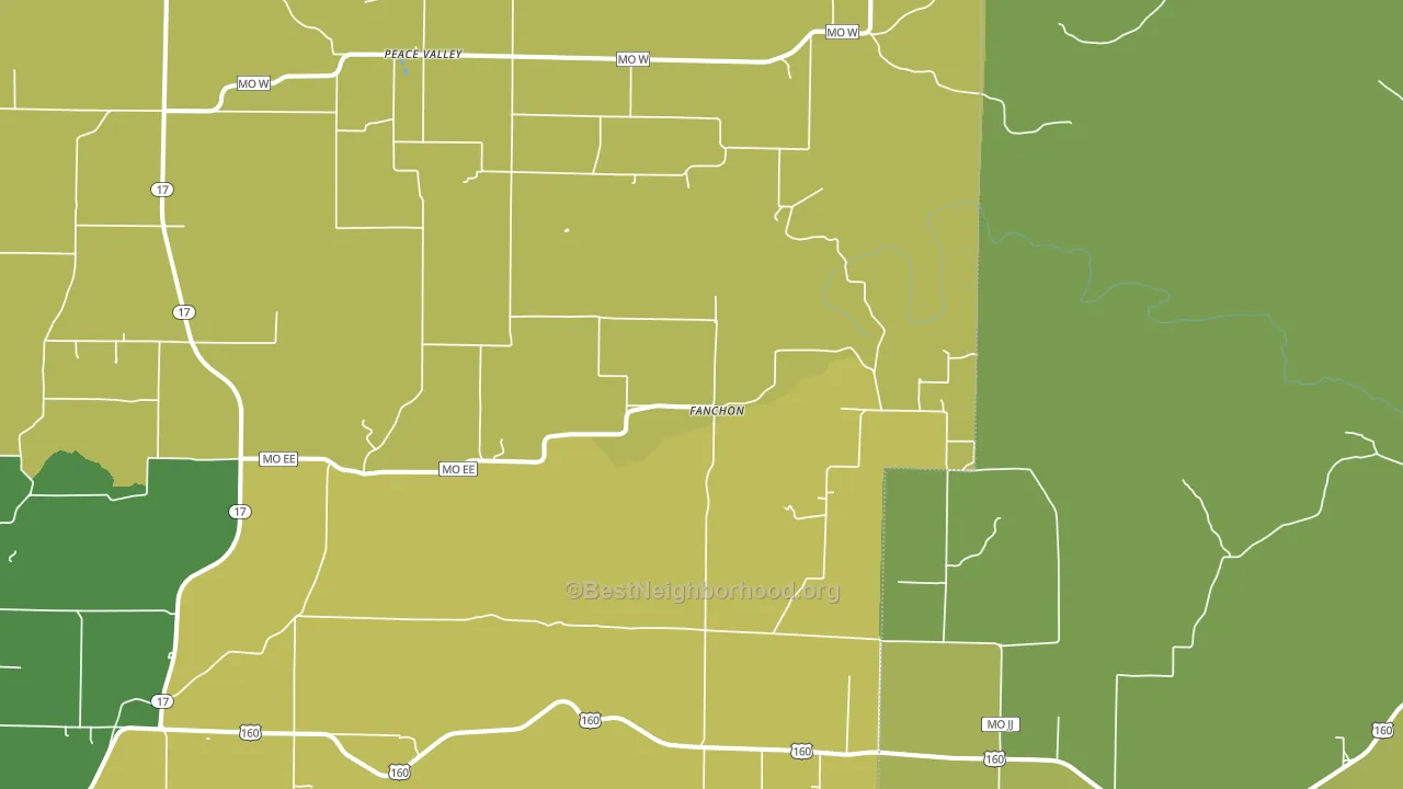 Peace Valley, MO block-group voter-turnout map