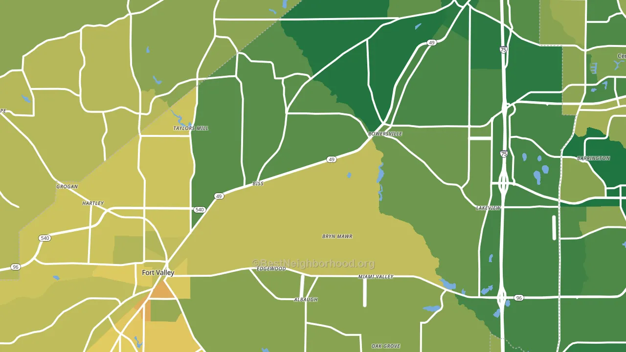 Peach County, GA block-group voter-turnout map