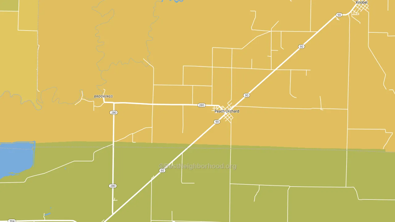 Peach Orchard, AR block-group voter-turnout map
