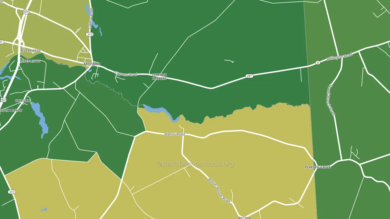 Peacock Corners, MD block-group voter-turnout map